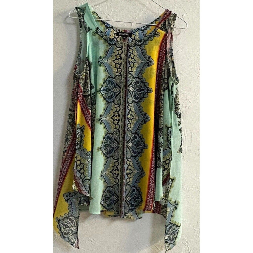 Roz & Ali Women’s Blouse M Multicolor Paisley Scoop Neck Sleeveless Boho